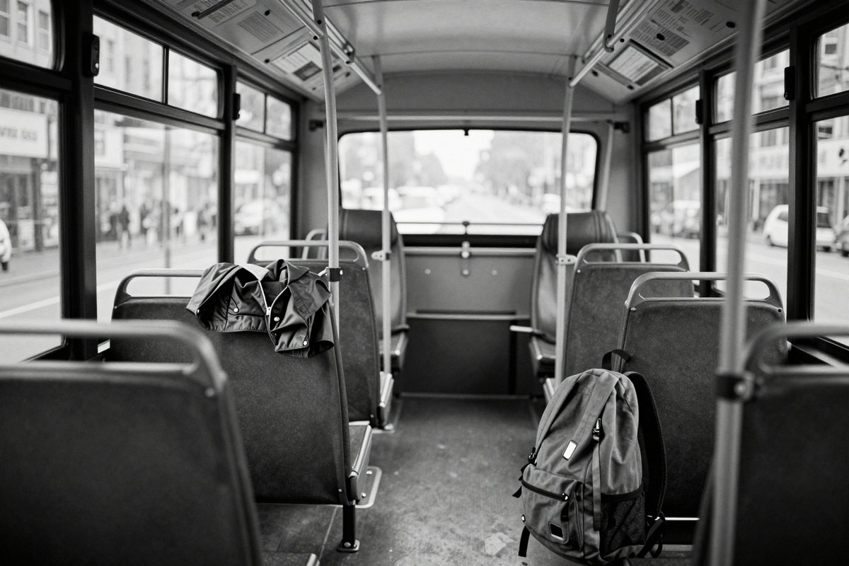 A city bus, late afternoon