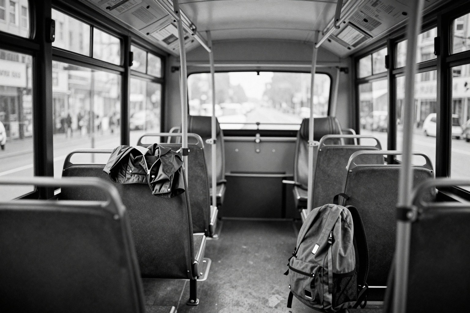 A city bus, late afternoon