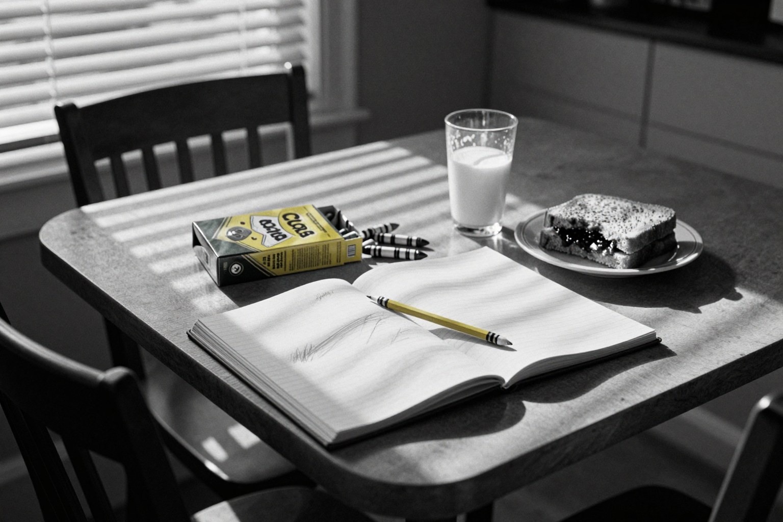 A kitchen table, after school, 1990s
