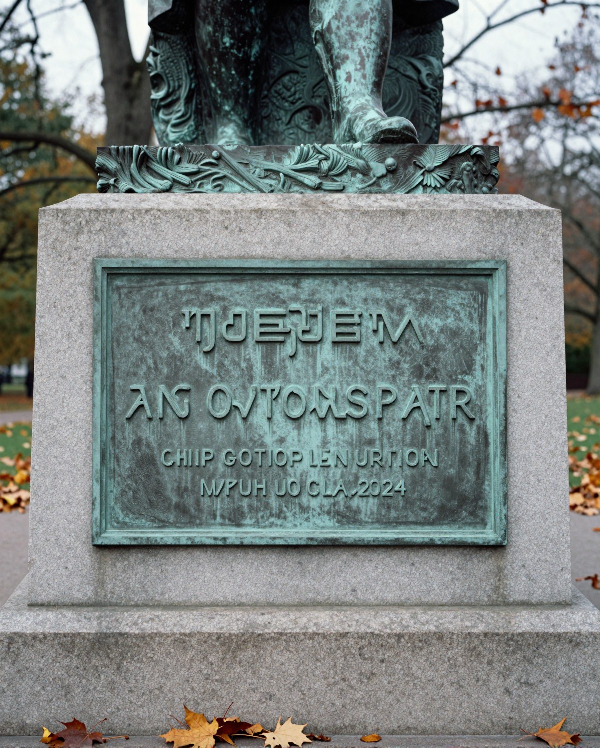 The plaque for a statue