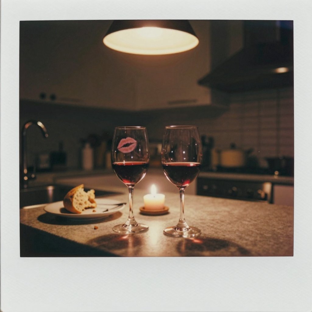 Two glasses, one kissed
