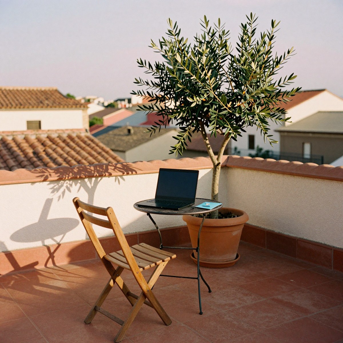 A rooftop, Mediterranean afternoon